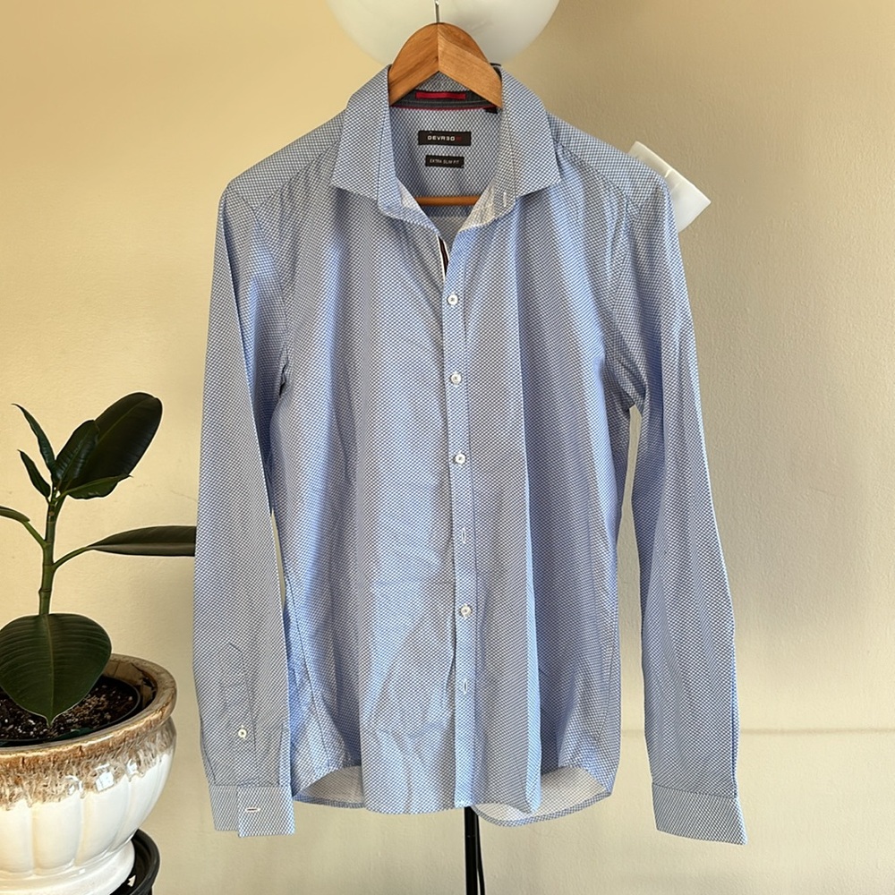 Devred Men’s Extra Slim Fit Blue Dress Shirt